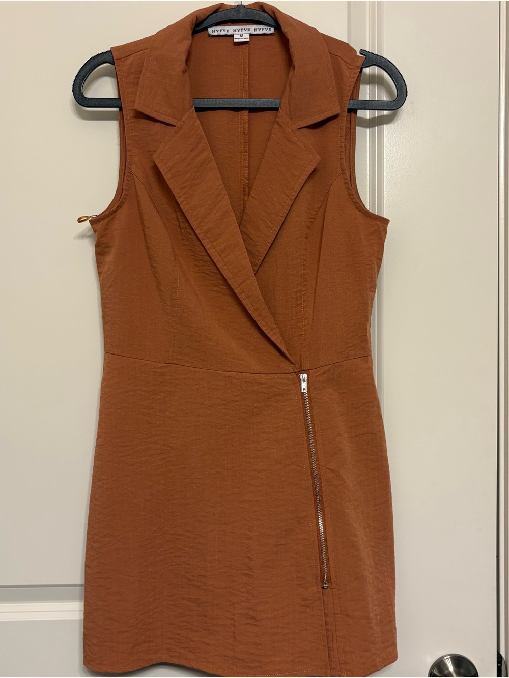 HYFVE Rust-Tone Sleeveless Zip-Front Mini Dress
